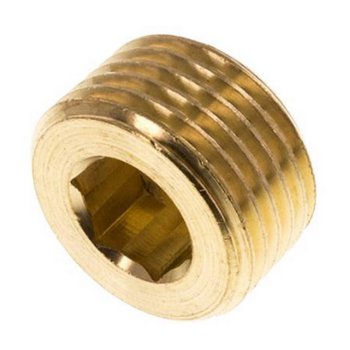 Verschlussschraube R 1/2a, Dichtschraube Innensechskant 10 mm Messing Gold